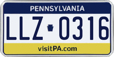 PA license plate LLZ0316