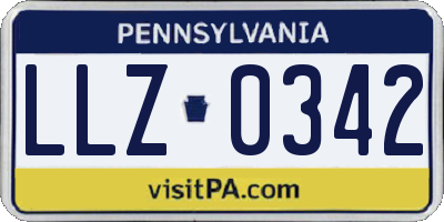 PA license plate LLZ0342