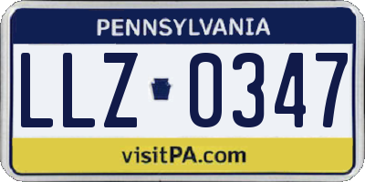 PA license plate LLZ0347