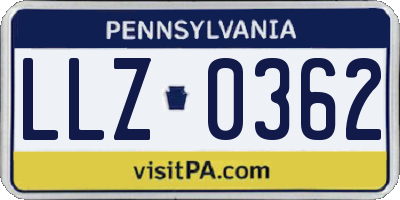 PA license plate LLZ0362