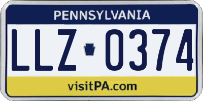 PA license plate LLZ0374