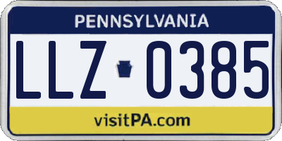 PA license plate LLZ0385