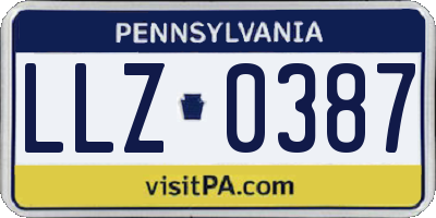 PA license plate LLZ0387