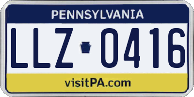 PA license plate LLZ0416