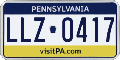 PA license plate LLZ0417