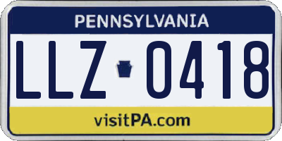 PA license plate LLZ0418