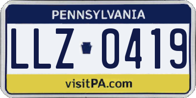 PA license plate LLZ0419