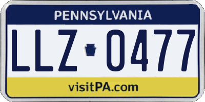 PA license plate LLZ0477