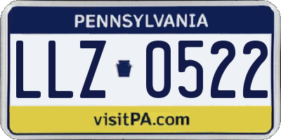 PA license plate LLZ0522