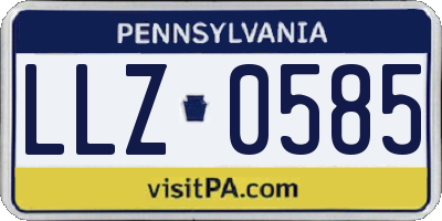 PA license plate LLZ0585