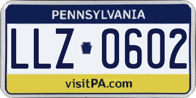 PA license plate LLZ0602