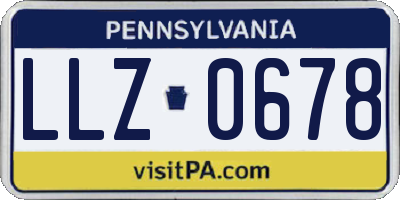 PA license plate LLZ0678