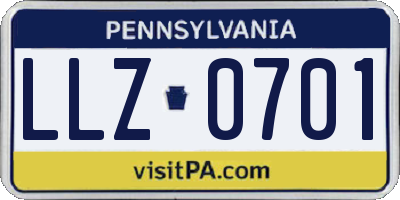 PA license plate LLZ0701
