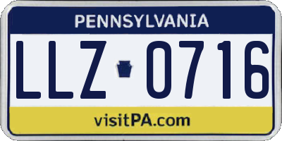 PA license plate LLZ0716