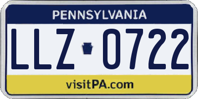PA license plate LLZ0722