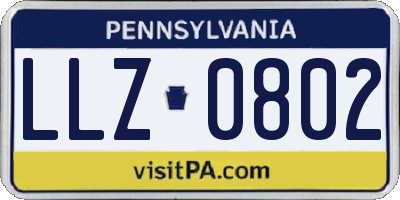 PA license plate LLZ0802