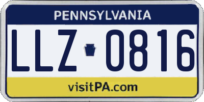 PA license plate LLZ0816
