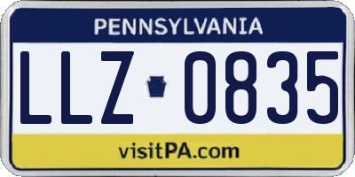 PA license plate LLZ0835