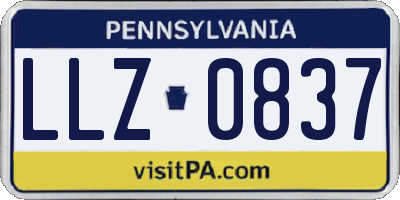PA license plate LLZ0837