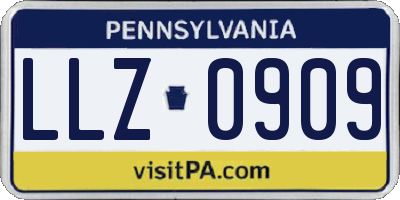 PA license plate LLZ0909
