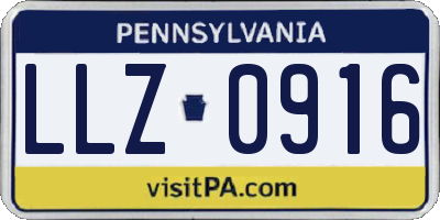 PA license plate LLZ0916