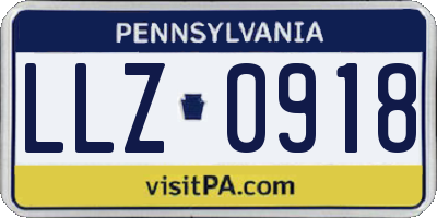 PA license plate LLZ0918