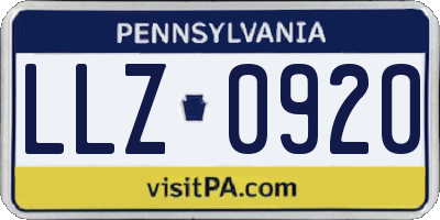 PA license plate LLZ0920
