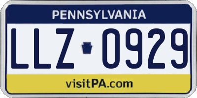 PA license plate LLZ0929