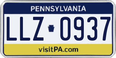 PA license plate LLZ0937