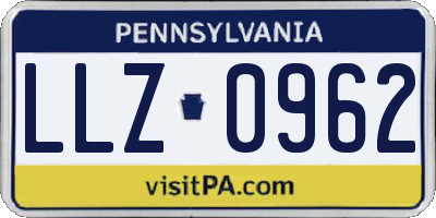 PA license plate LLZ0962