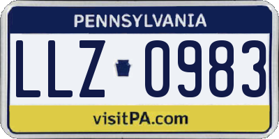 PA license plate LLZ0983