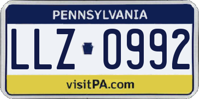 PA license plate LLZ0992
