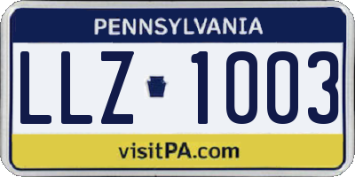 PA license plate LLZ1003
