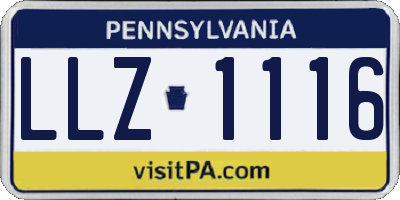 PA license plate LLZ1116