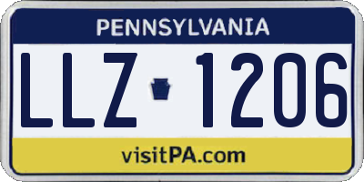 PA license plate LLZ1206