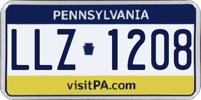 PA license plate LLZ1208
