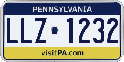 PA license plate LLZ1232