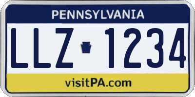 PA license plate LLZ1234