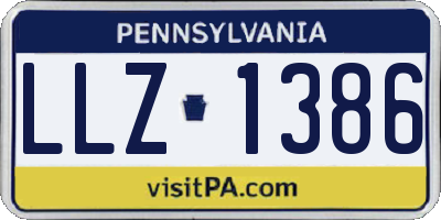 PA license plate LLZ1386
