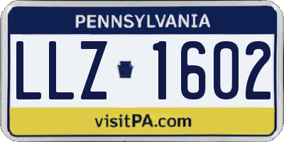 PA license plate LLZ1602