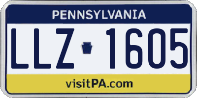 PA license plate LLZ1605