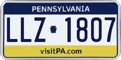 PA license plate LLZ1807