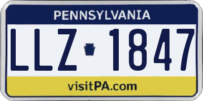 PA license plate LLZ1847