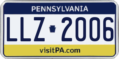 PA license plate LLZ2006