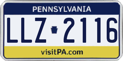 PA license plate LLZ2116