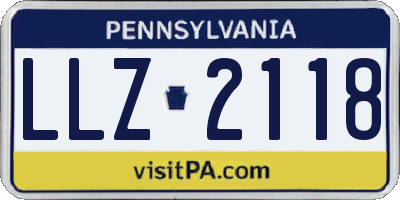 PA license plate LLZ2118