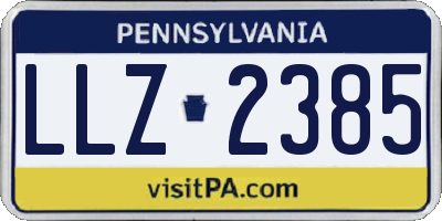 PA license plate LLZ2385
