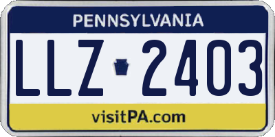 PA license plate LLZ2403