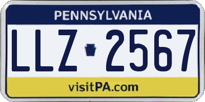 PA license plate LLZ2567