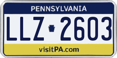 PA license plate LLZ2603